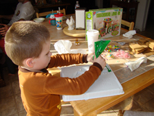 Hunter working on the icing.
