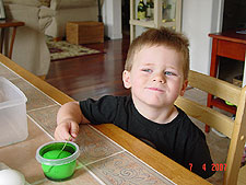 Coloring Easter eggs.