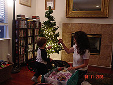 Heidi and Hunter working on the tree.